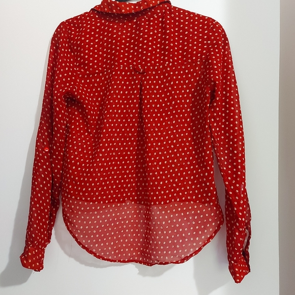 Passport High-Low Button Down Polka Dot Top - Picture 2 of 8